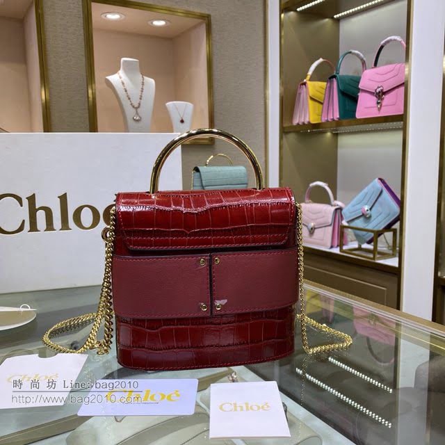 Chloe女包 克洛伊經典Aby lock鱷魚紋圓環鏈條手袋 Chole手提肩背斜挎包  jjh1346